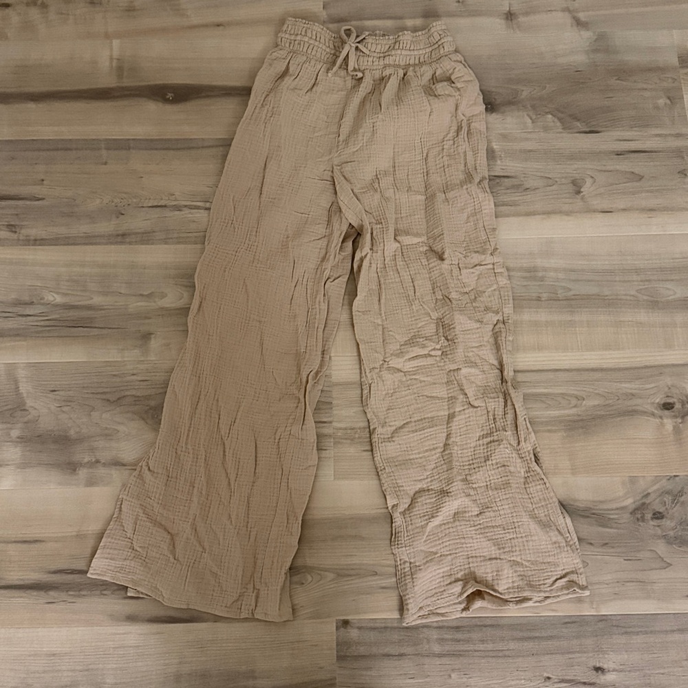 Magaschoni size xs cotton tan flowy pants